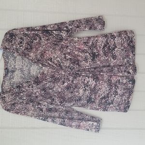 Daisy Fuentes Top Large Brown & Pink Multi-colored